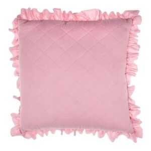 Pink Quilt Ruffled Throw Pillow